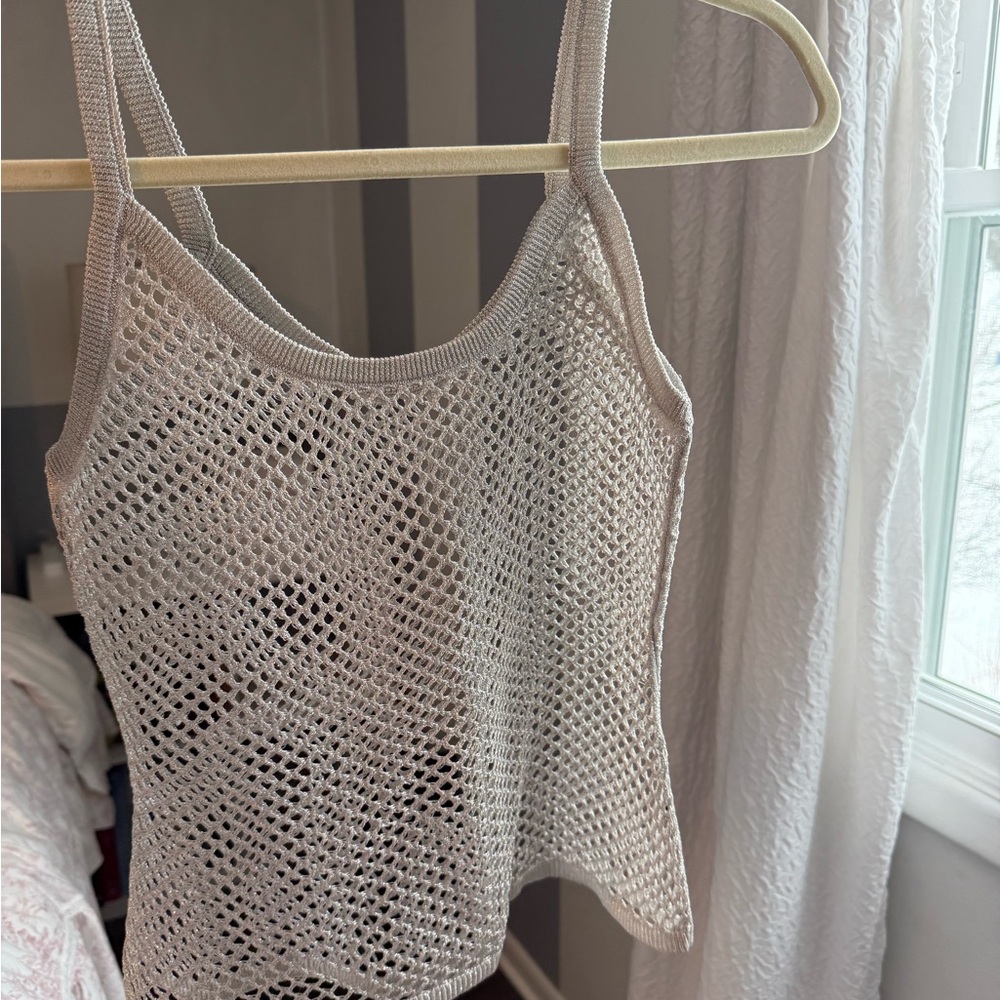 H&M Cream Crochet Knit Tank Top